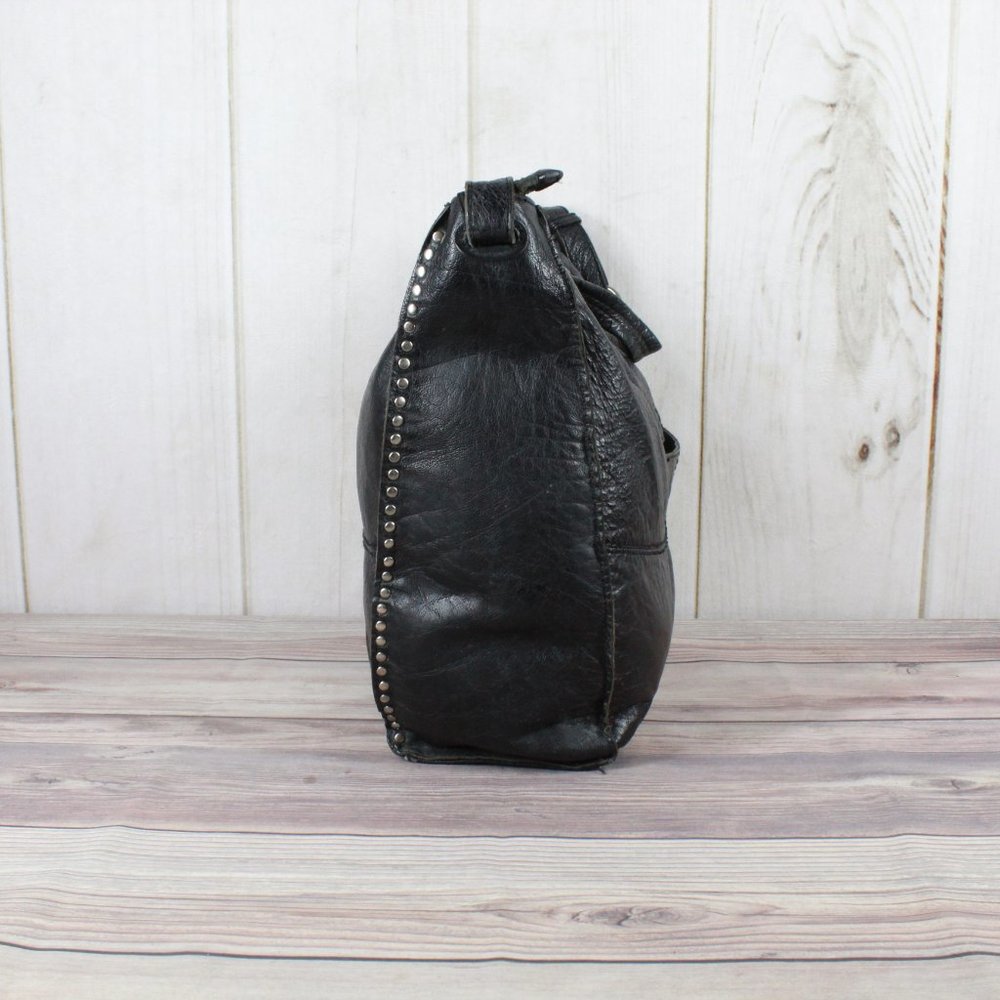 The Sak Black Leather Slouchy Studded Hobo Shoulder Bag Purse Handbag - Picture 3 of 12